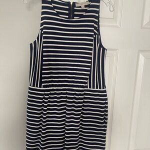 LOFT Navy and White Striped Dress